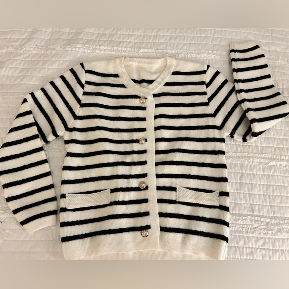 Striped Button Front Cardigan